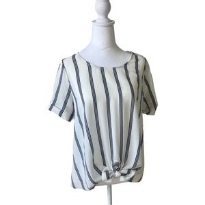 White & Navy stripe blouse never worn